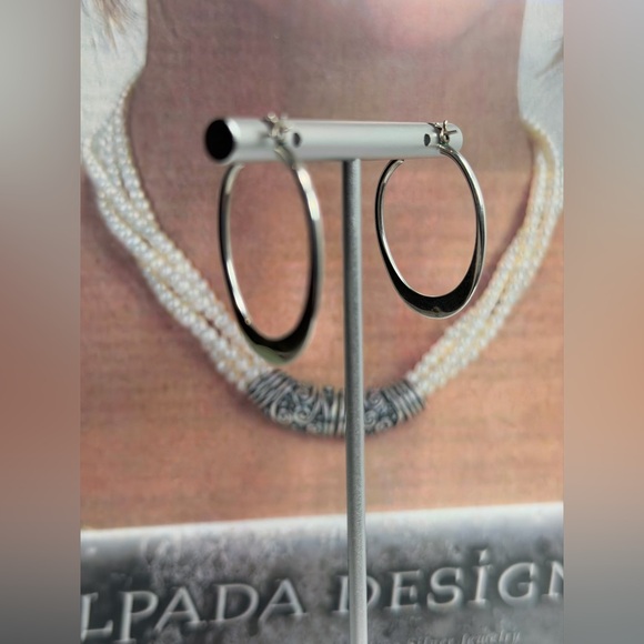 Silpada Vintage HTF Collectible Sterling Silver BACK-TO-BASICS Hoop Earrings - Picture 3 of 10